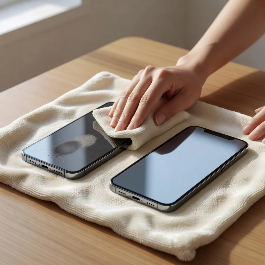 High-quality, relevant photo for an article about how to clean the cellphone at home. Clean and professional image.